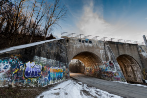 Rail bridge at the Monches Trailhead entering Oconomowoc River Valley